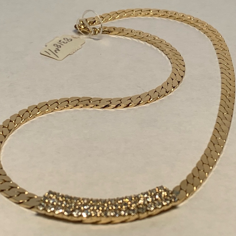 New vintage 4 mm herringbone chain with Austrian crystals